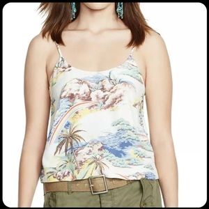 Polo Ralph Lauren Hawaiian Print Kauai Tank Top Cami Cropped Loose Size Large